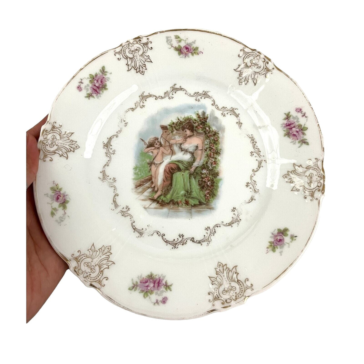 Vintage Eschenbach Floral Print 12-5/8" Cake Plate Bavaria Germany