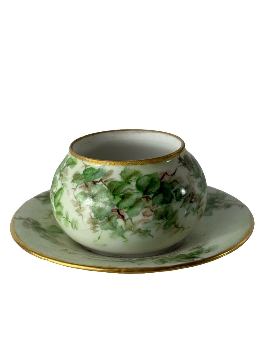 Vintage Olik Limoges France ULIM Bird and Floral Design Demitasse Cup and Saucer