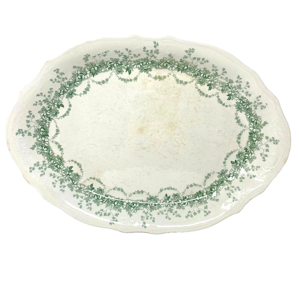 Antique Ironstone Alfred Meakin England White Oval Platter  13-1/2"