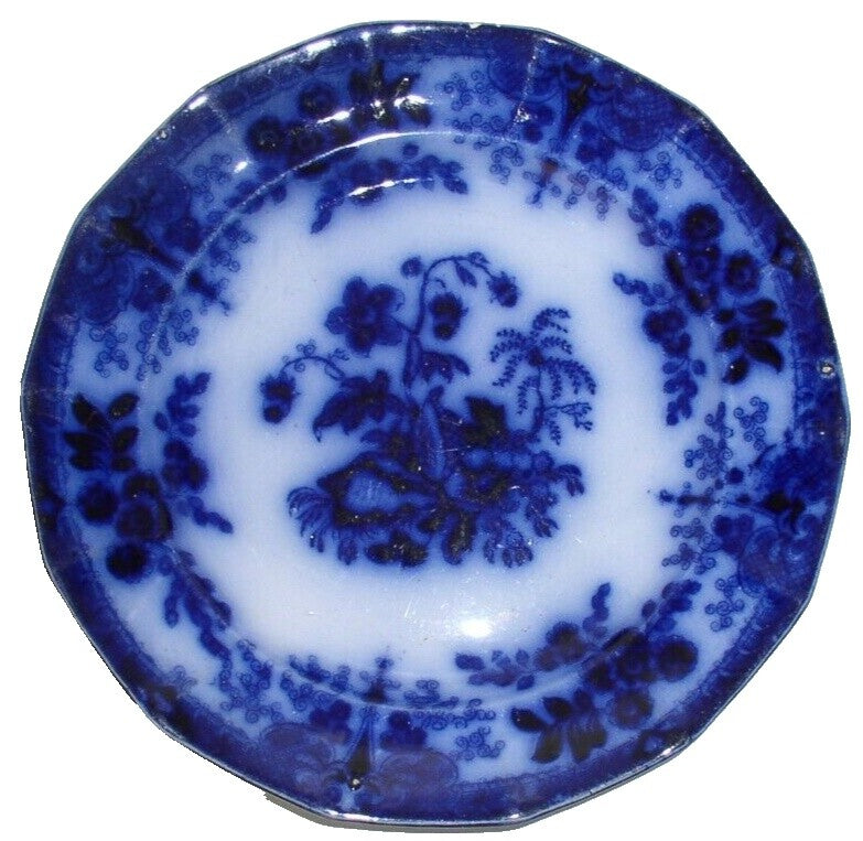 Antiq. Flow Blue Bristol Pottery "TEMPLE"~ 10" Plate William Fifield ca. 1810-55