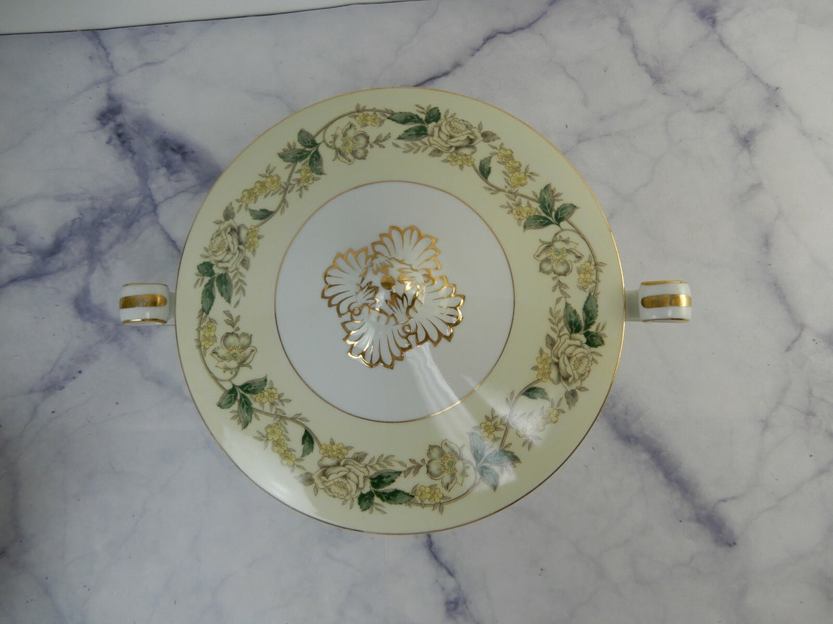 Vintage Lidded Round Vegetable Bowl Noritake Morimura 5020 White Rose and Leaf