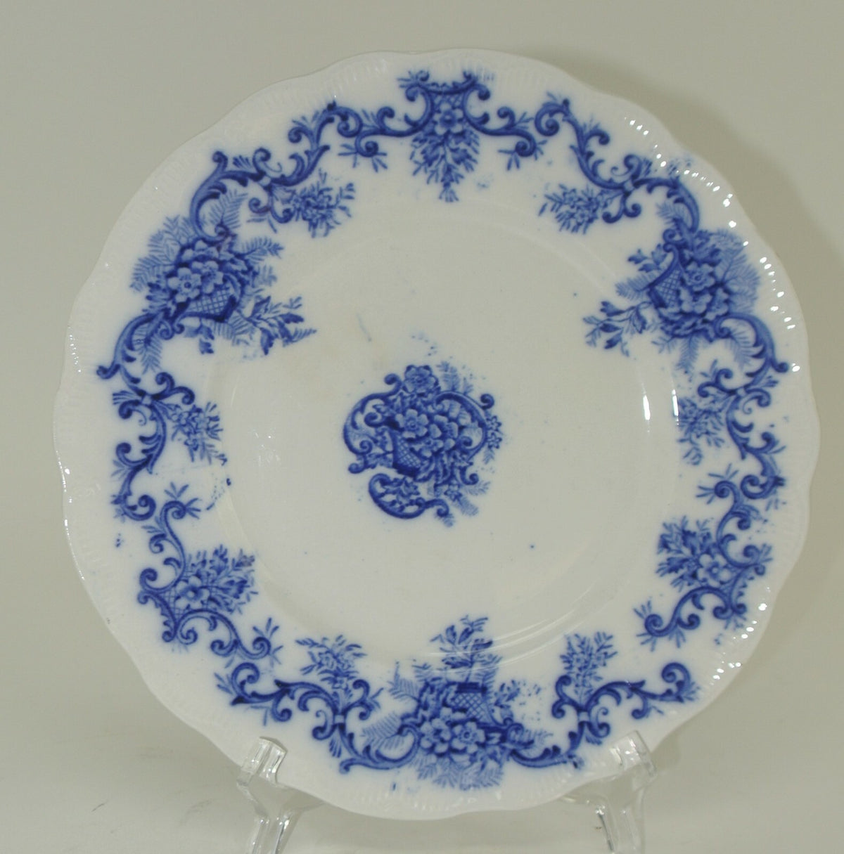 Set of 3 Antique Flow Blue Royal Semi- Porcelain "Martha" Pattern England 8-3/4"