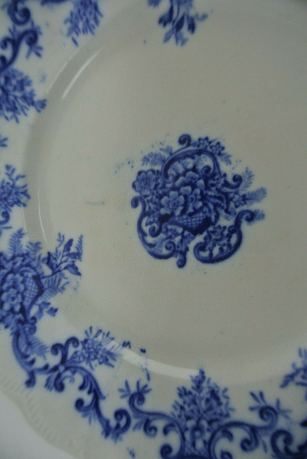 Set of 3 Antique Flow Blue Royal Semi- Porcelain "Martha" Pattern England 8-3/4"