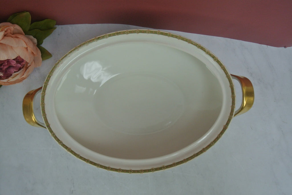 Vintage Theodore Haviland Limoges Gold Floral White Covered Vegatable Oval Bowl