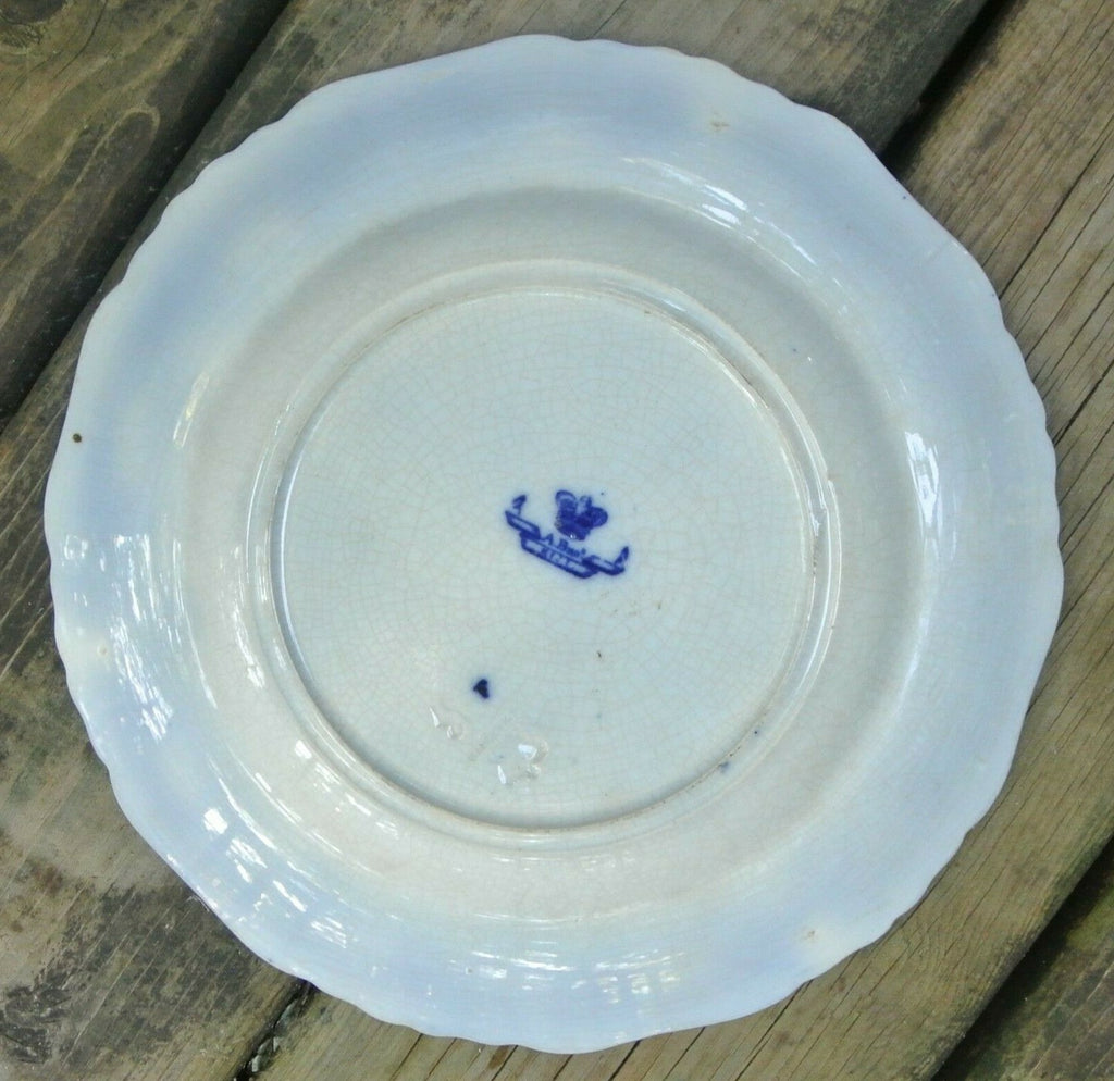 Antique Flow Blue Pheasant 'Prussian' Shape  Mark A. Bro Soup Plate