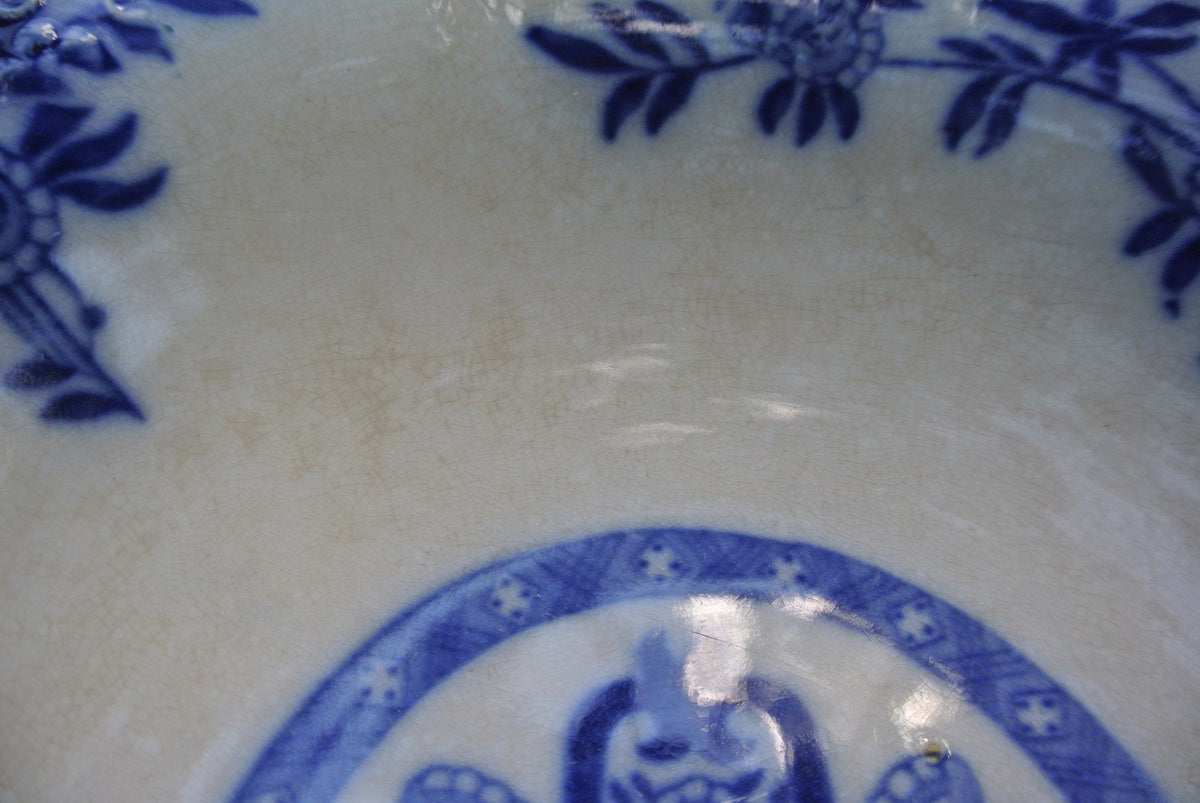 Victorian Bourne & Leigh Flow Blue Delph Large Bowl Burslem England. Home Decor