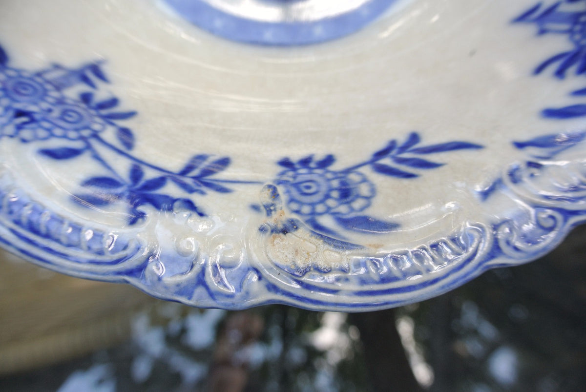 Victorian Bourne & Leigh Flow Blue Delph Large Bowl Burslem England. Home Decor