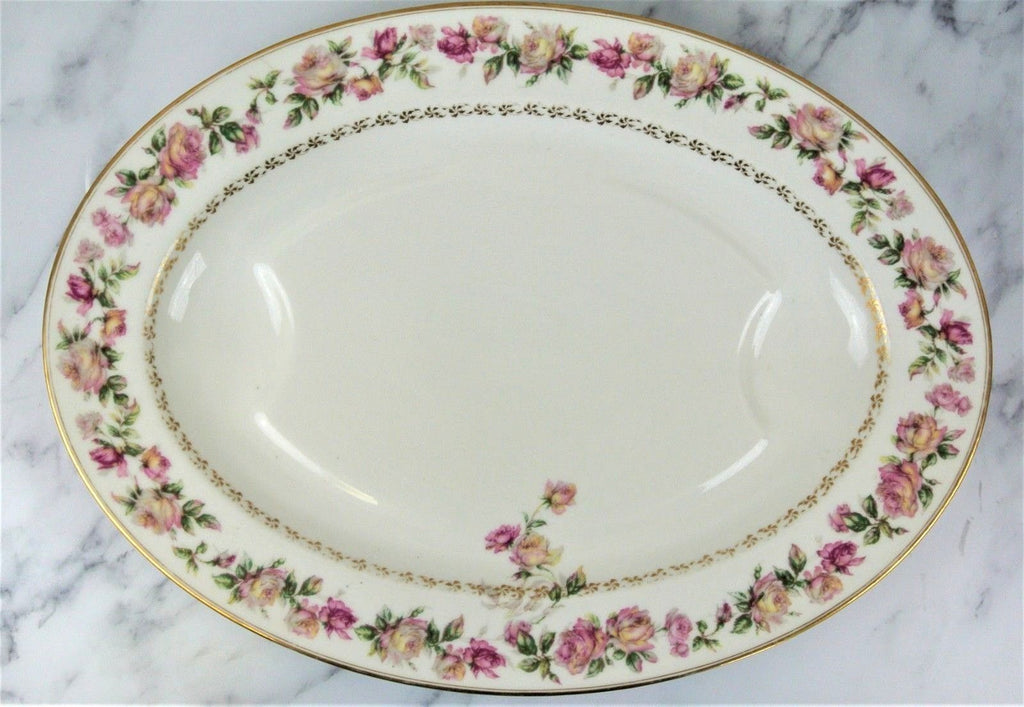 Haviland Limoges Pink Large Rose BIG Platter with Gold Leaf Accents Thanksgiving
