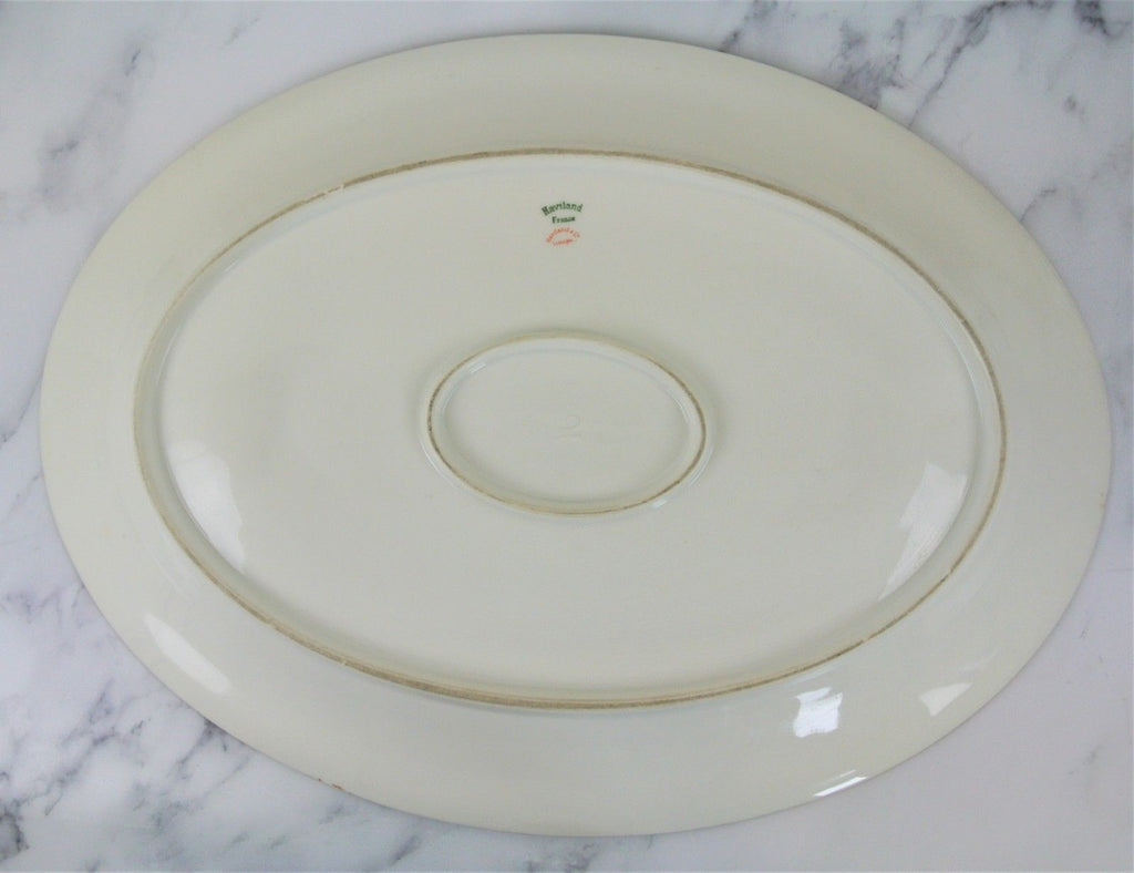Haviland Limoges Pink Large Rose BIG Platter with Gold Leaf Accents Thanksgiving