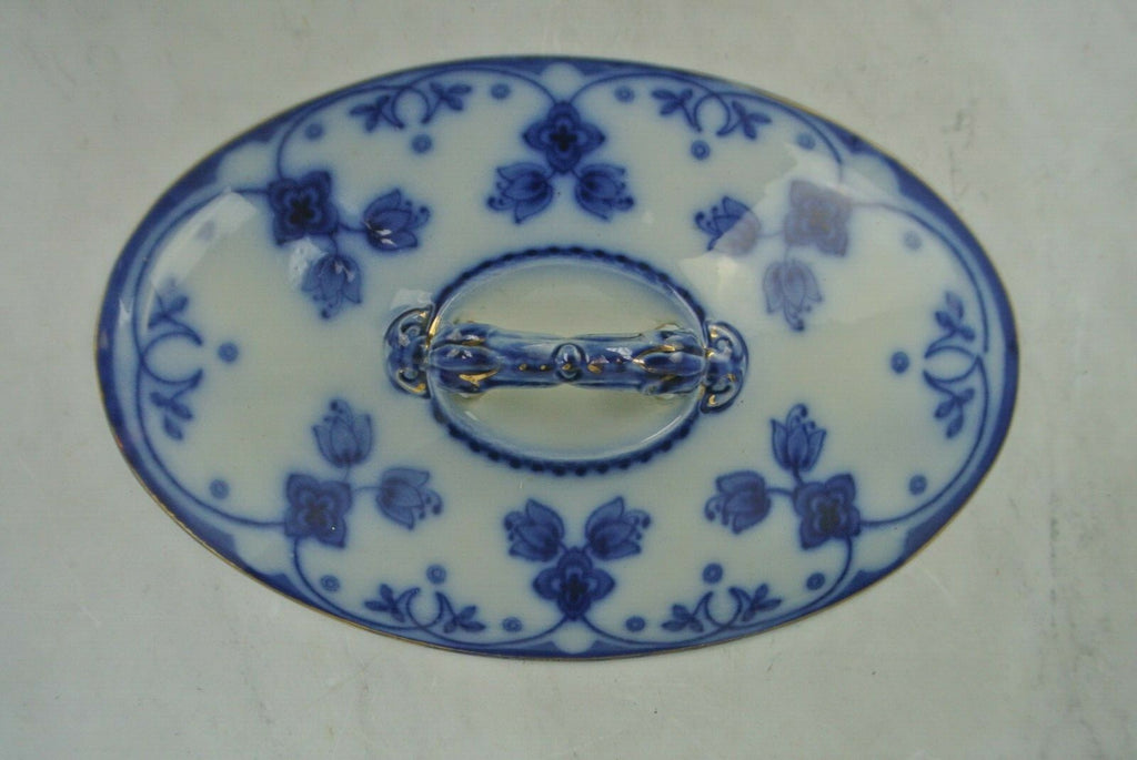 Ford & Sons LTD Semi Porcelain Flow Blue Belmont Burlem Lidded Vegetable Bowl