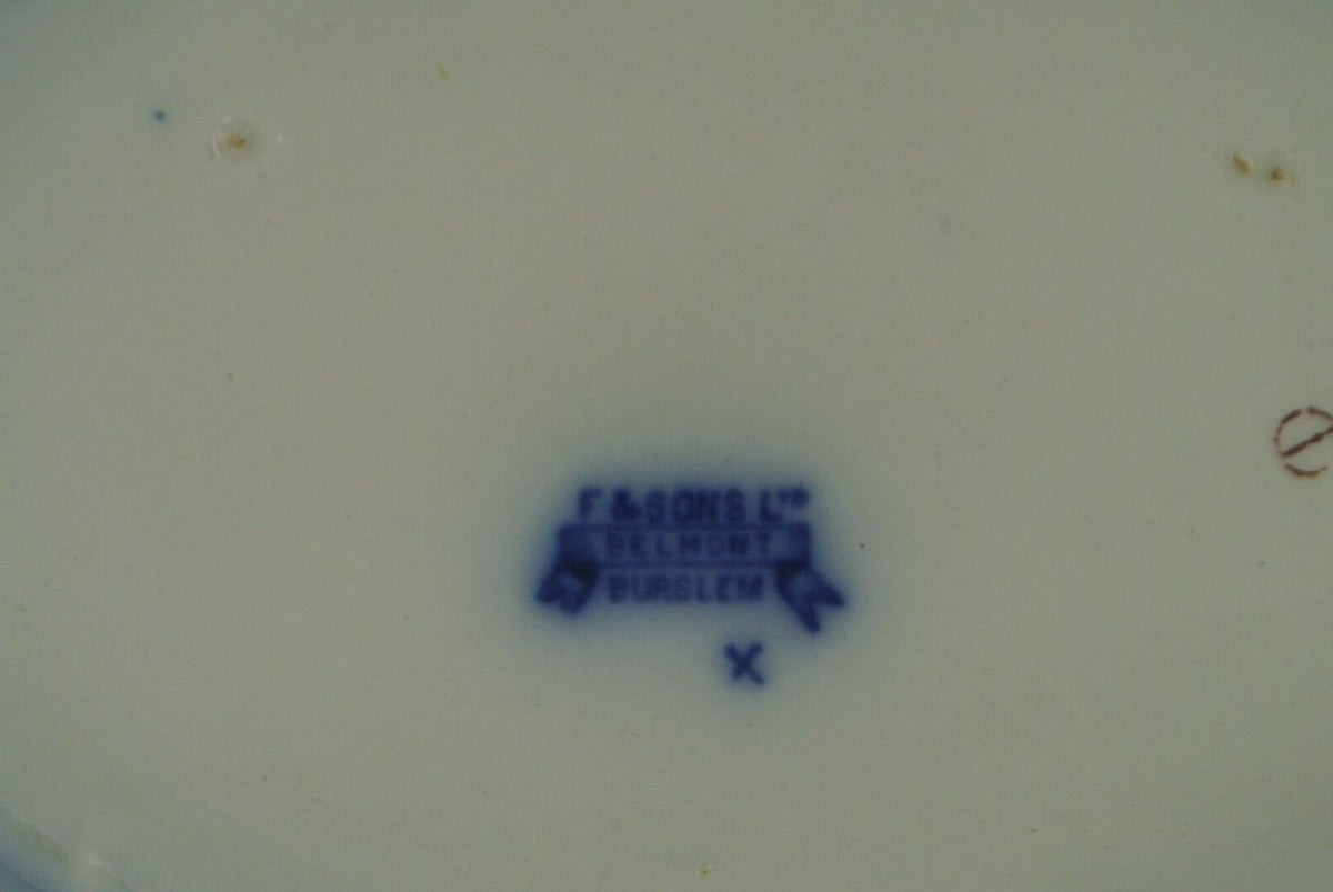 Ford & Sons LTD Semi Porcelain Flow Blue Belmont Burlem Lidded Vegetable Bowl