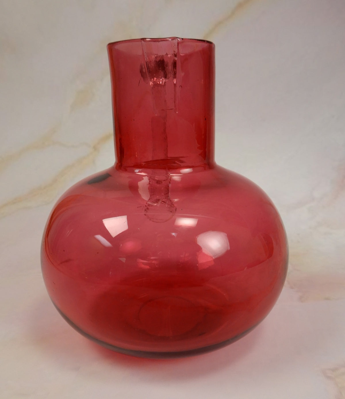 Victorian Twist Rope Blown Glass Handle Cranberry Glass Pitcher Jug