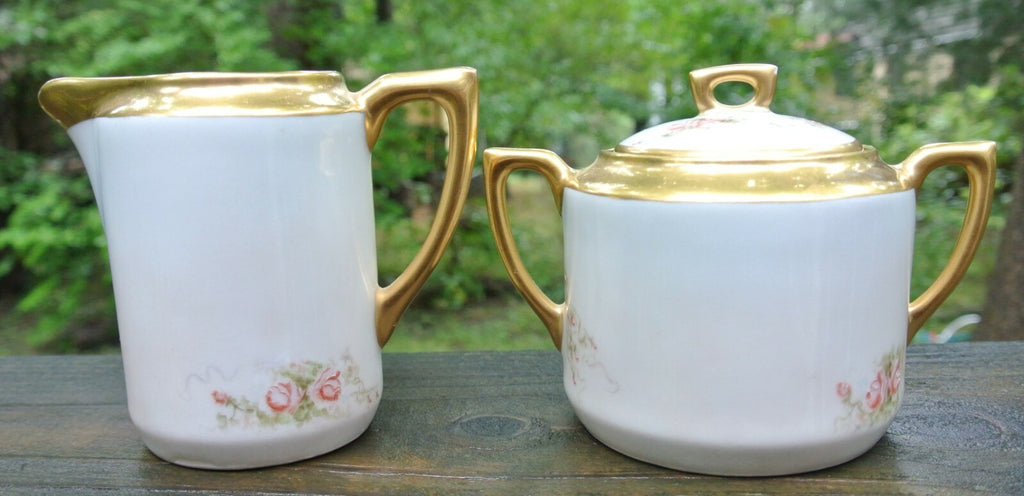 Vtge 1913  Lusterware Carl Tielsch (CT) Altwasser Sugar Bowl and Creamer Singed