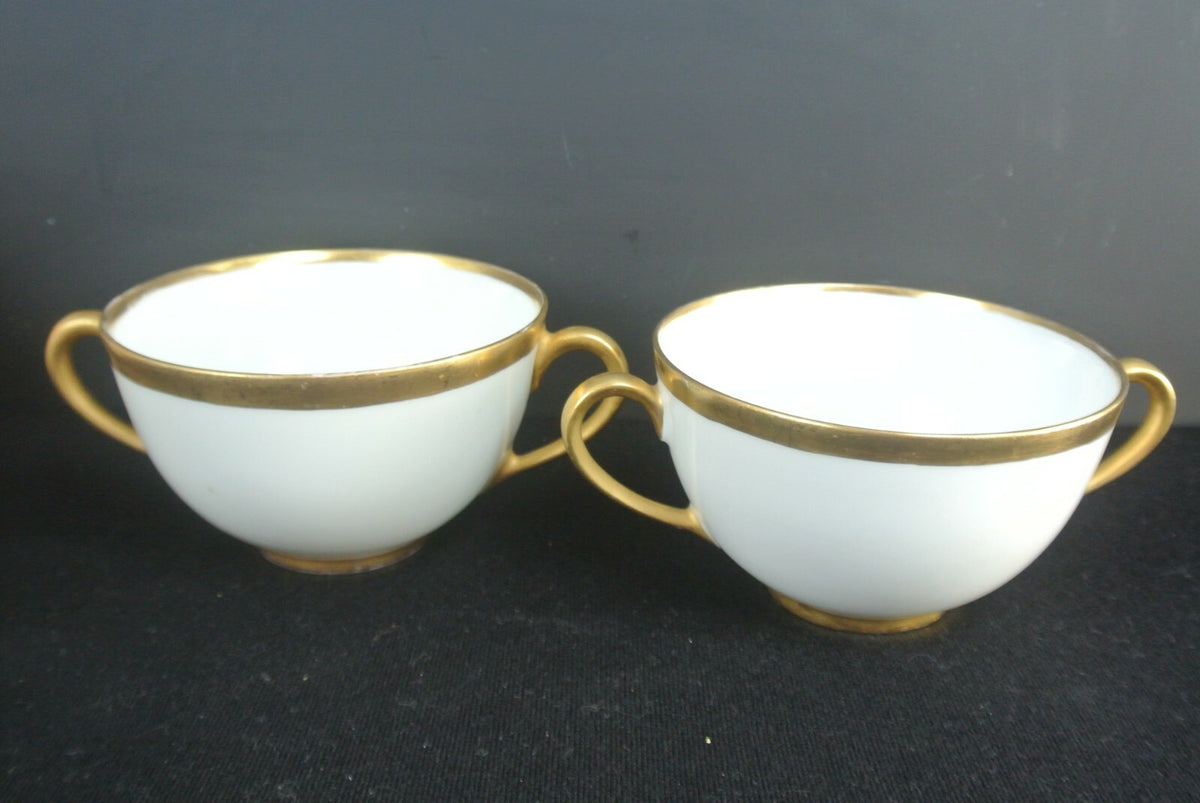 Mismatched Set Of 3 Thomas Bavaria Two Handle Cup And Haviland Limoges Saucers
