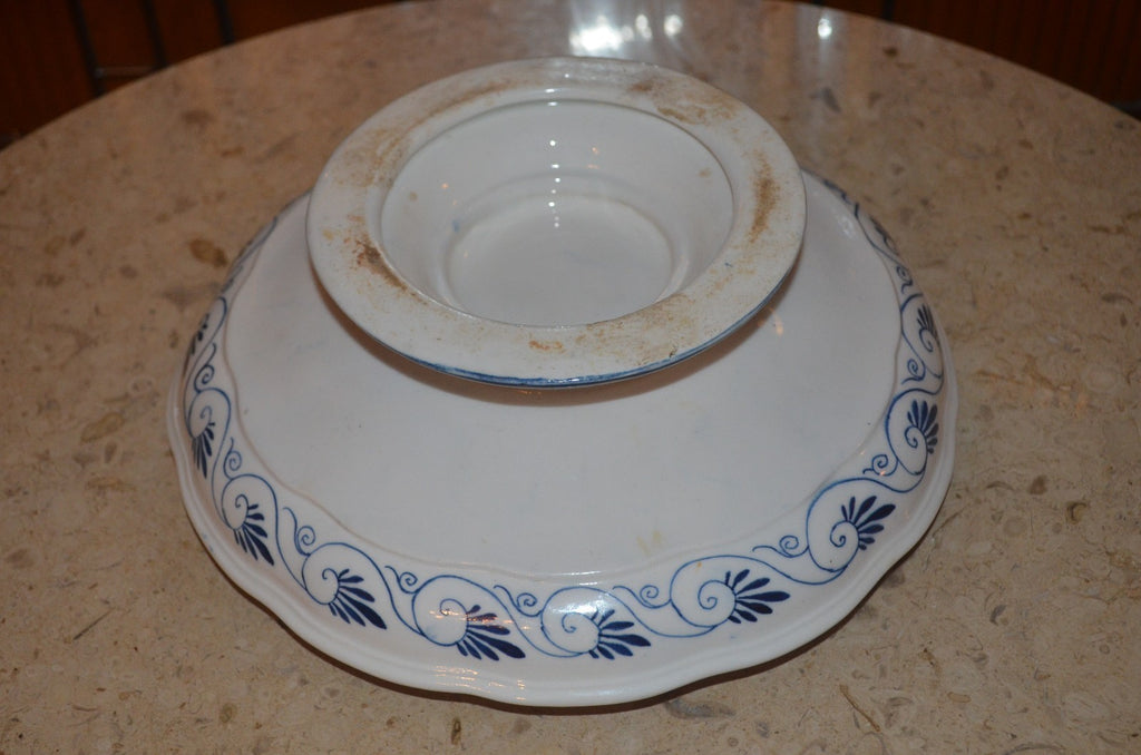 Antique Flow Blue Floral  Appetizer Divided Bowl