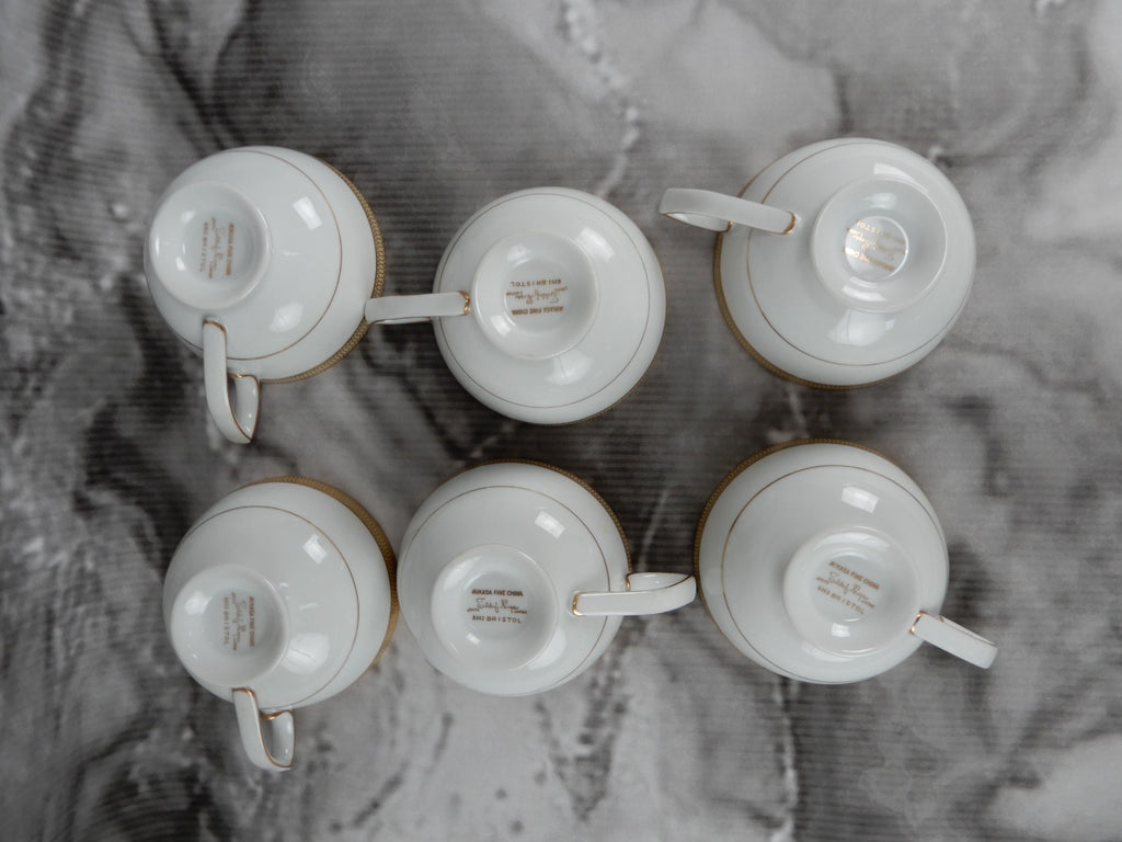 Set of 6 Cups No Saucers Mikasa Bristol Waldorf Shape Pattern Made in Japan