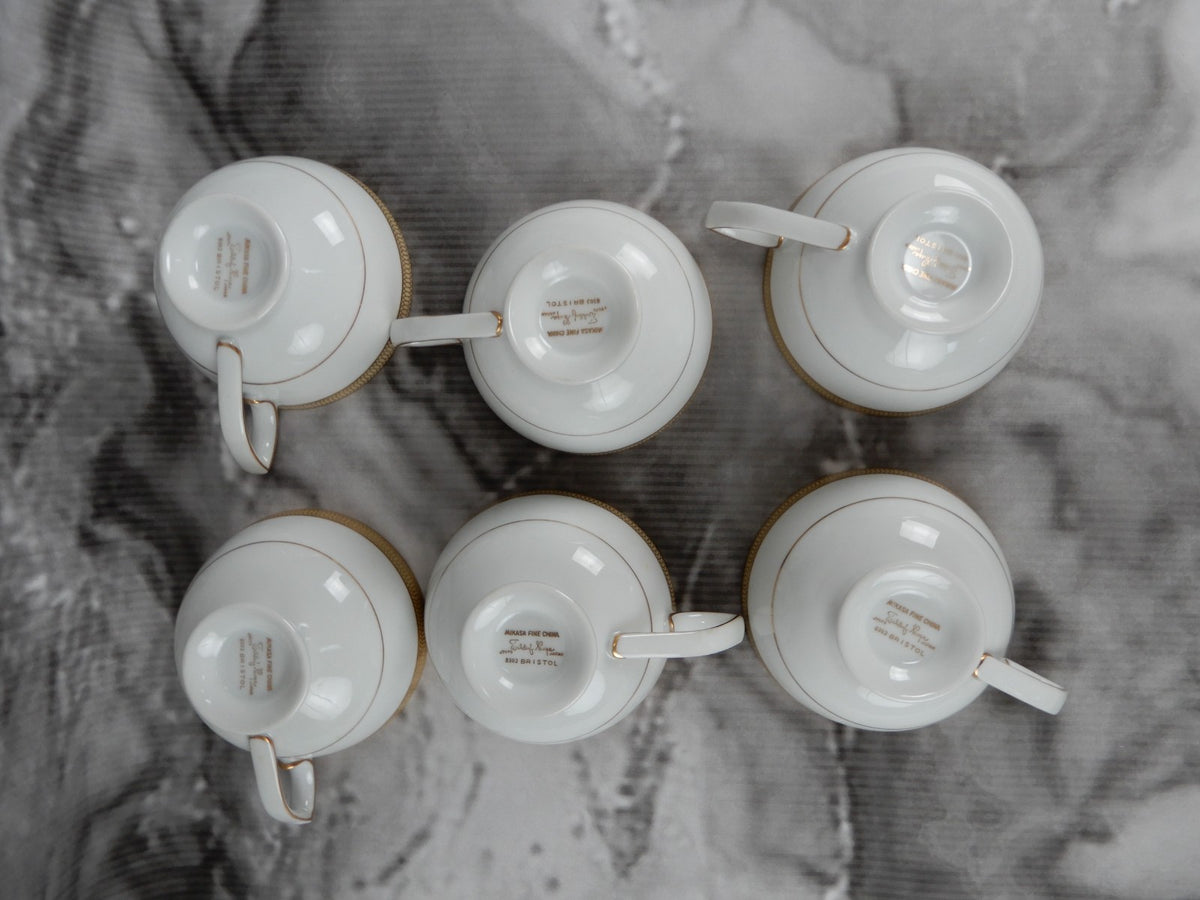Set of 6 Cups No Saucers Mikasa Bristol Waldorf Shape Pattern Made in Japan