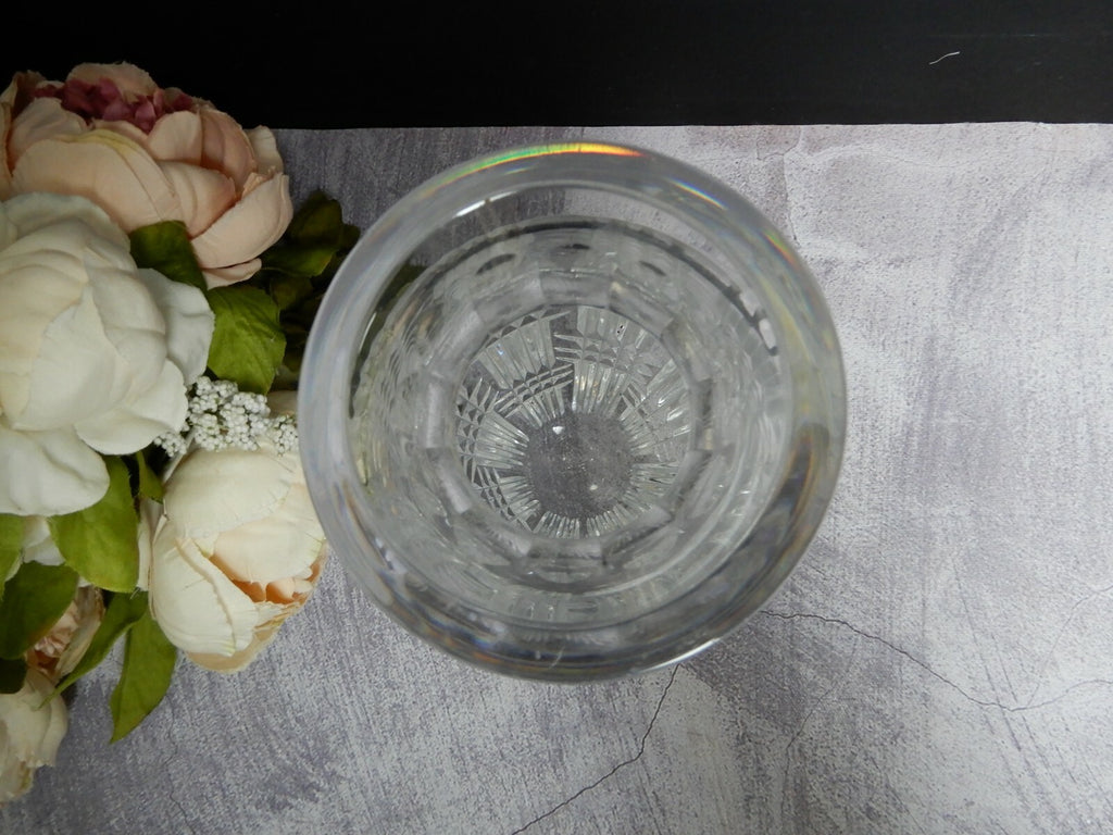 Vintage Heavy Elegant Glass Crosscut Vase