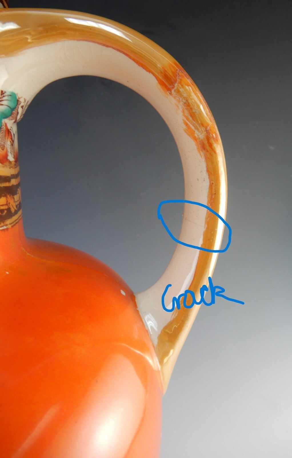 Vintage Furnival Ironstone Pottery Pitcher with Lion Fighter
