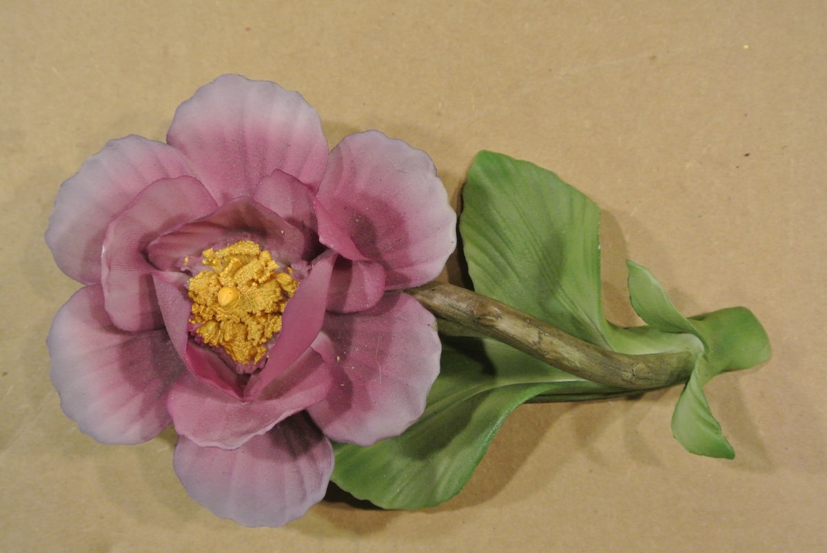 Vintage Ceramic Purple Rose made in Italy. Table Décor. Flower Figure