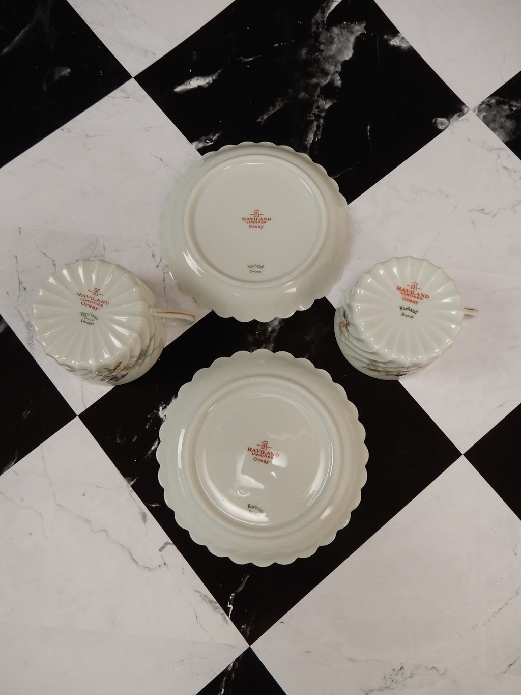 Vintage Haviland Limoges "Orsay" Made in France Set of Two Cups and Saucers