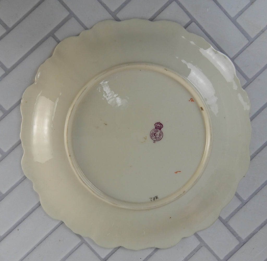 Ca.1888 Royal Worcester Porcelain Blush Ivory Floral Hand Painted Plate