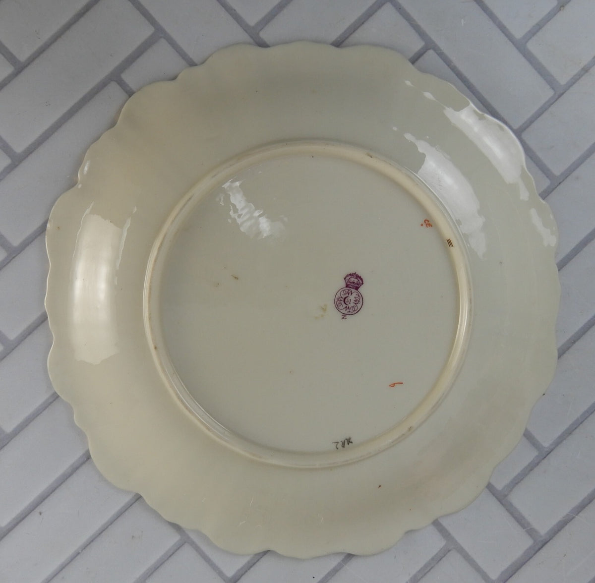 Ca.1888 Royal Worcester Porcelain Blush Ivory Floral Hand Painted Plate