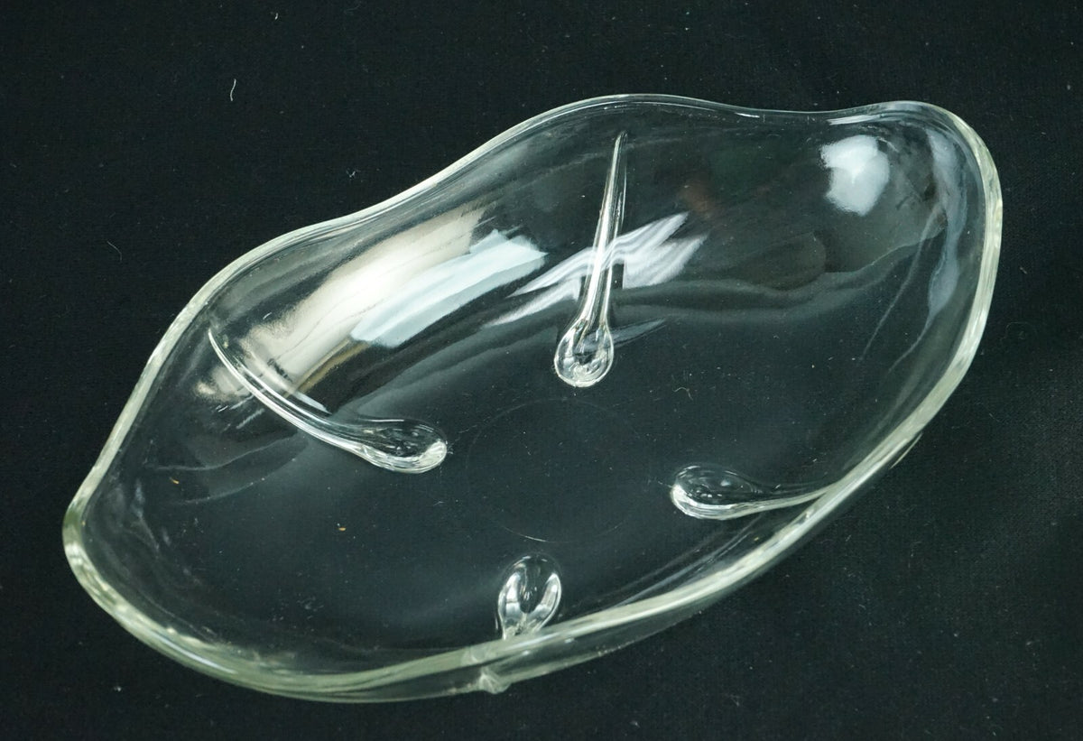 Set of 4 Vintage Scalloped clear Glass Relish Footed/ Banana Split Dishes