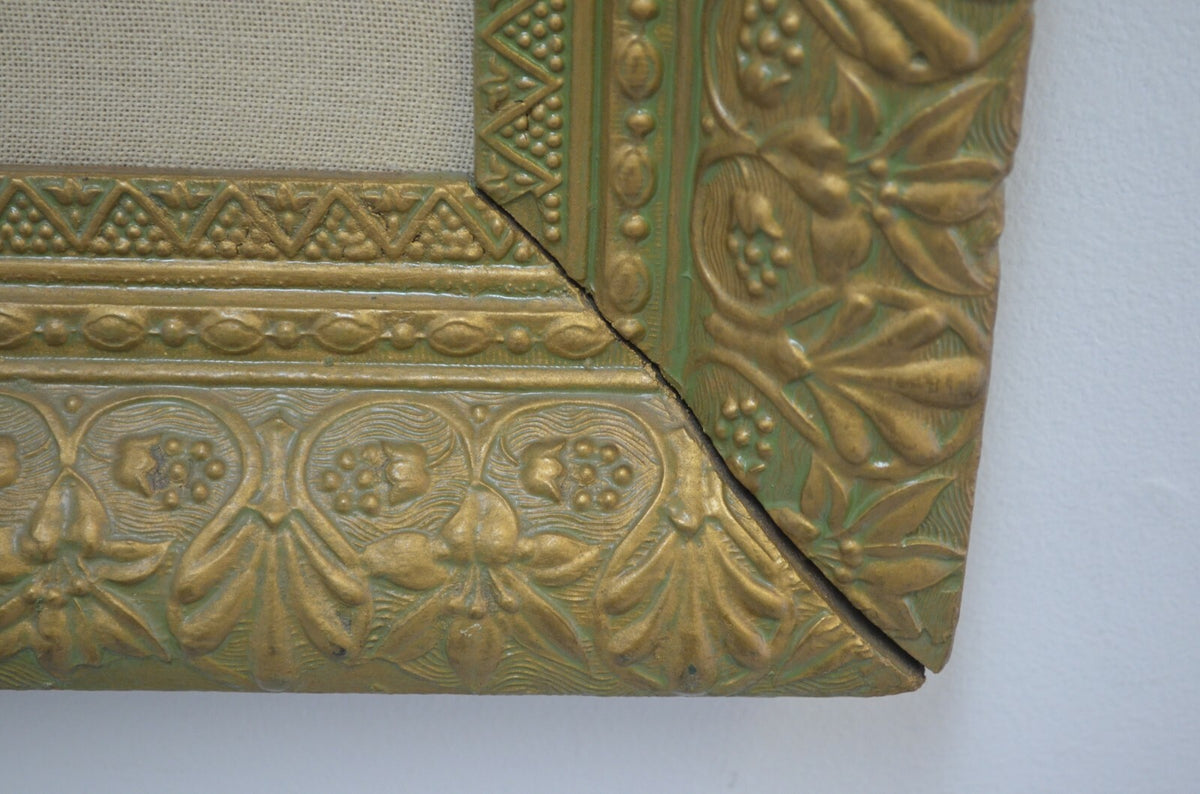 Vintage Big Ornate Resin Frame with Needlepoint Poppy Flowers 42-3/8" Tall