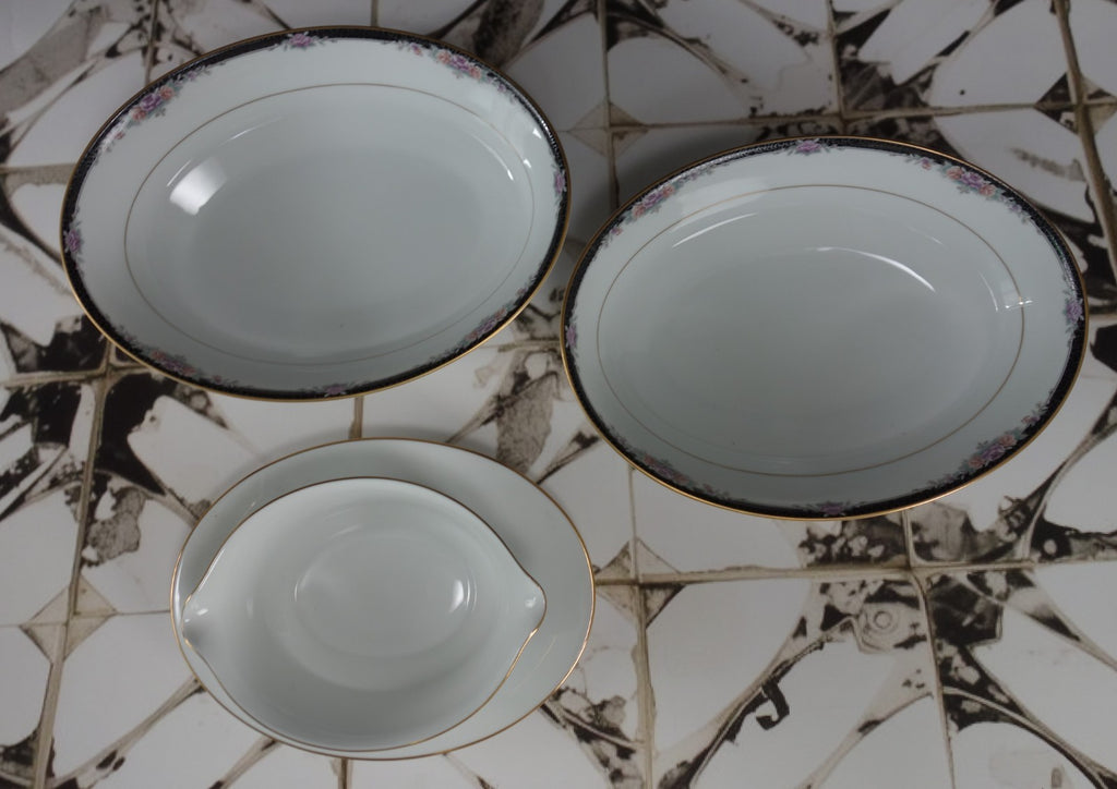 Legendary By Noritake Belle Empress 3980 Two Serving Oval Bowls,One Gravy Boat