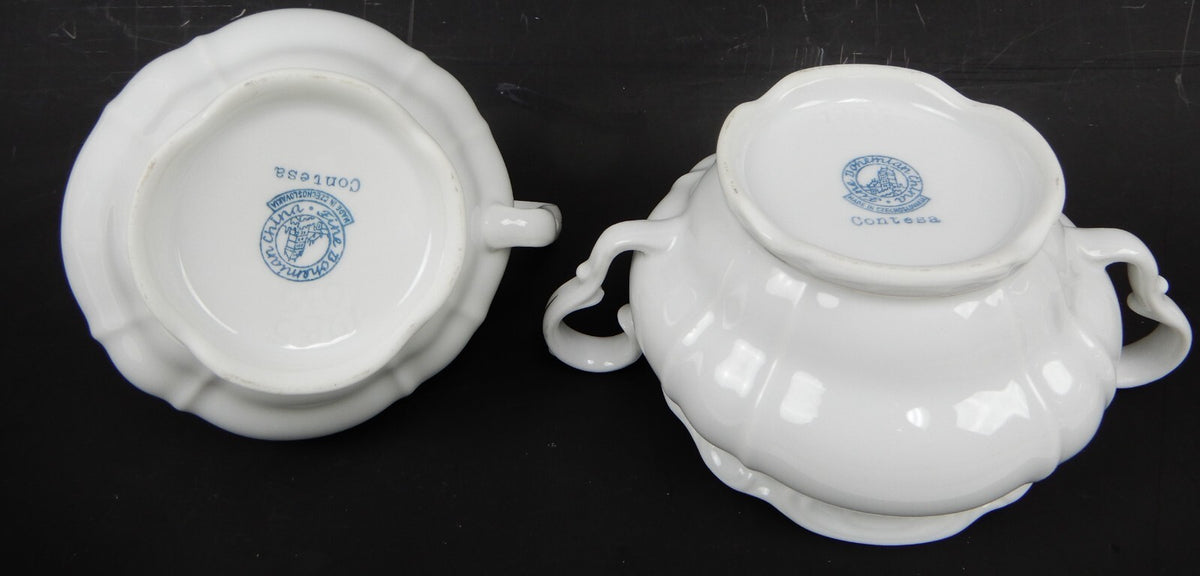 Vintage Fine Bohemian China Czechoslovakia "Contesa"~ Sugar Bowl & Creamer