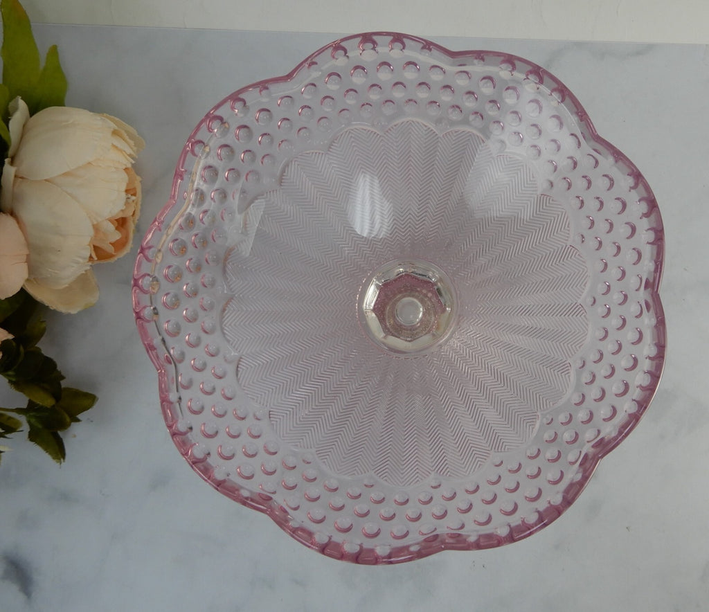 Gorham Crystal Emily’s Attic Pink Compote Footed Bowl