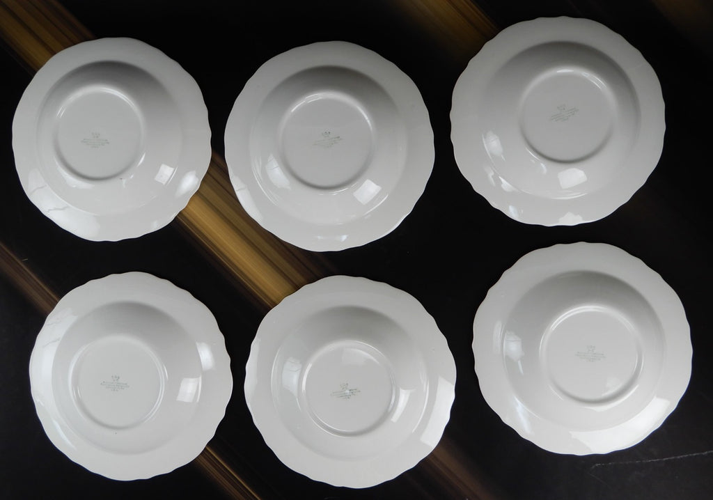 Six Canonsburg Pottery American Traditional Embossed Soup Bowls