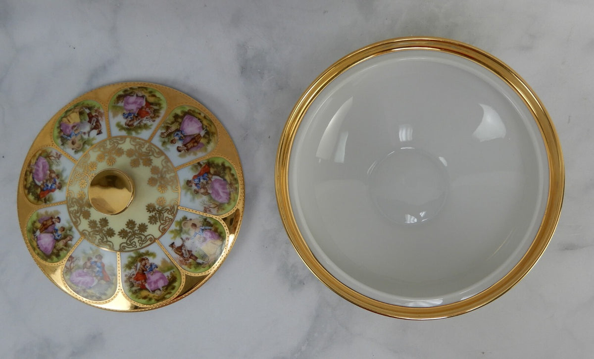 Vintage Fragonard Love Story Beehive NC West Germany Round Candy Dish With Lid