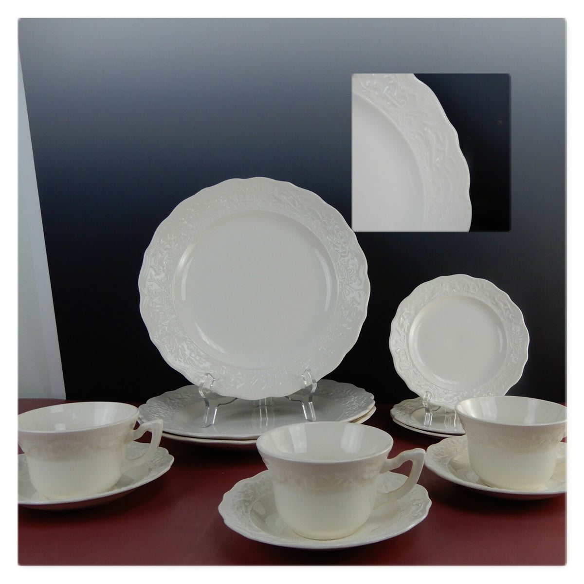 Vintage Mt Clemens Pottery Vogue China 4 Piece Place Settings for 3