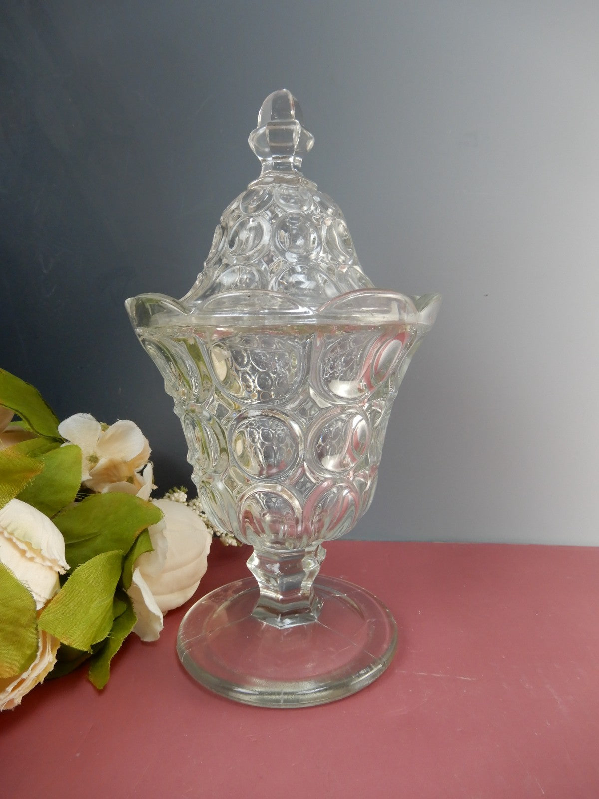 Vintage "Excelsior Pattern" American Flint Glass Sugar Bowl