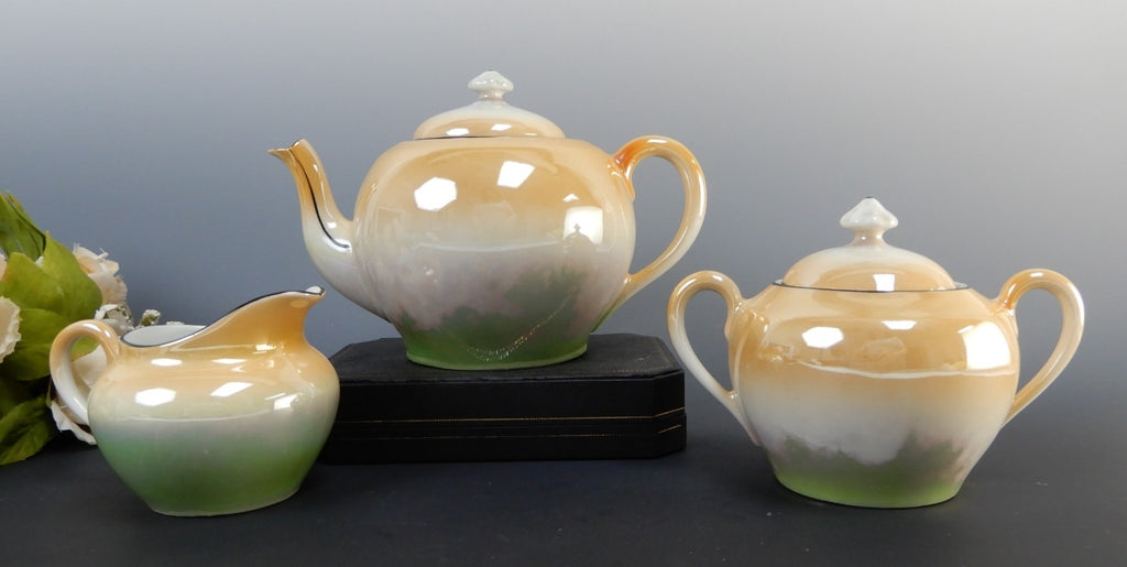 Vintage Celebrate Lusterware Czechoslovakia Tea Pot,Sugar and Creamer