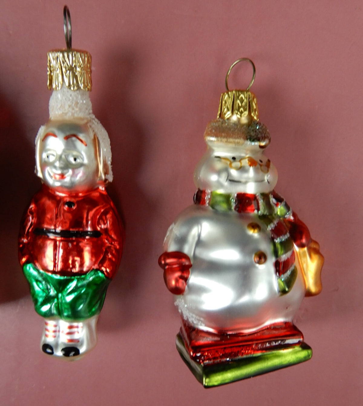 4 Vintage Christmas Ornaments Glass Santa collectible Decoration