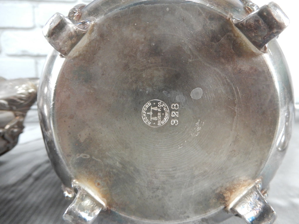 Vintage Rockford Silver Co. Quadruple Silver Plate 328 Creamer and Sugar Bowl