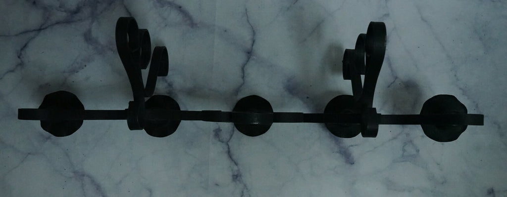 Vintage Metal Wall Candelabra 5 Stick Holder Black Metal