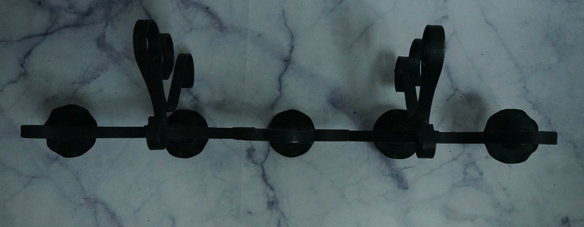 Vintage Metal Wall Candelabra 5 Stick Holder Black Metal