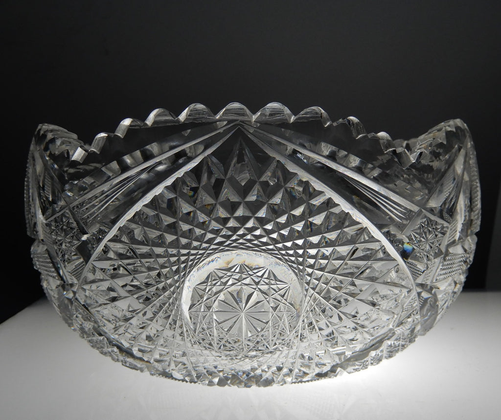 Antique American Brilliant ABP Heavy Crystal Cut Glass 7-1/2" Bowl