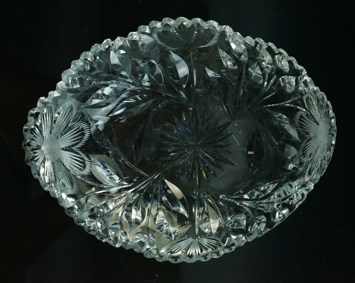 Vintage Cut Glass Candy Dish, Floral Nut Bowl, Home Decor