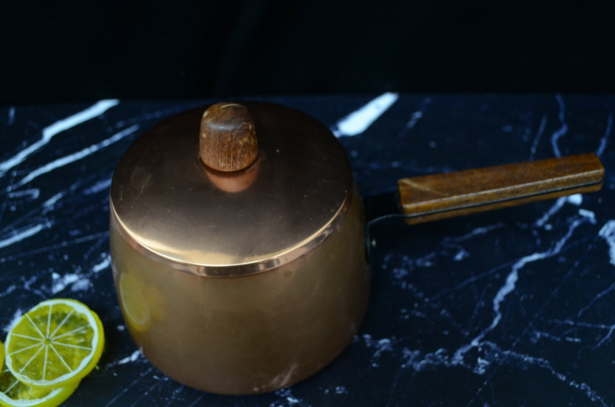 Vintage Brown Copper Fondue Pot, Farmhouse Kitchen Décor - Sigg Switzerland