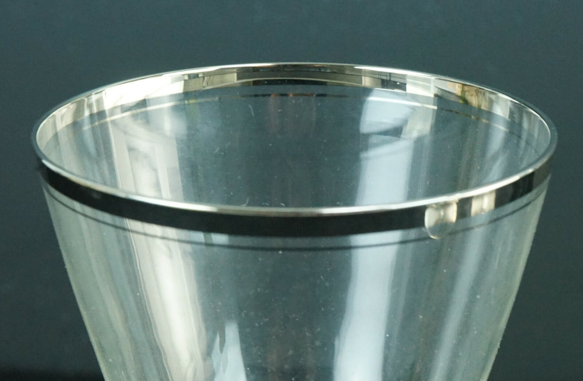 Lot of 4 Vintage Silver Rimmed Water/Wine Glasses 6.5''