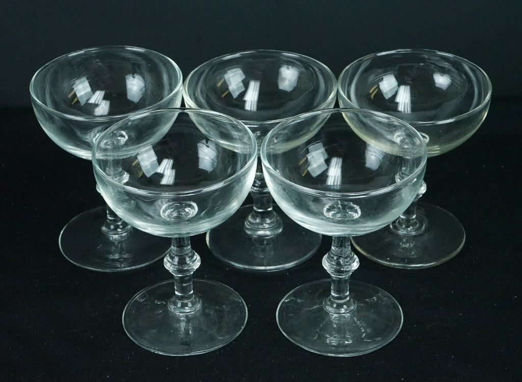Set of 5 Clear Glass Champagne /Sherbet Glasses Decorative Collection Home Decor