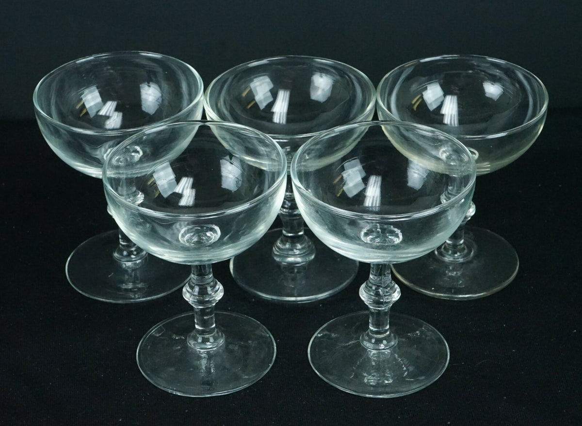 Set of 5 Clear Glass Champagne /Sherbet Glasses Decorative Collection Home Decor