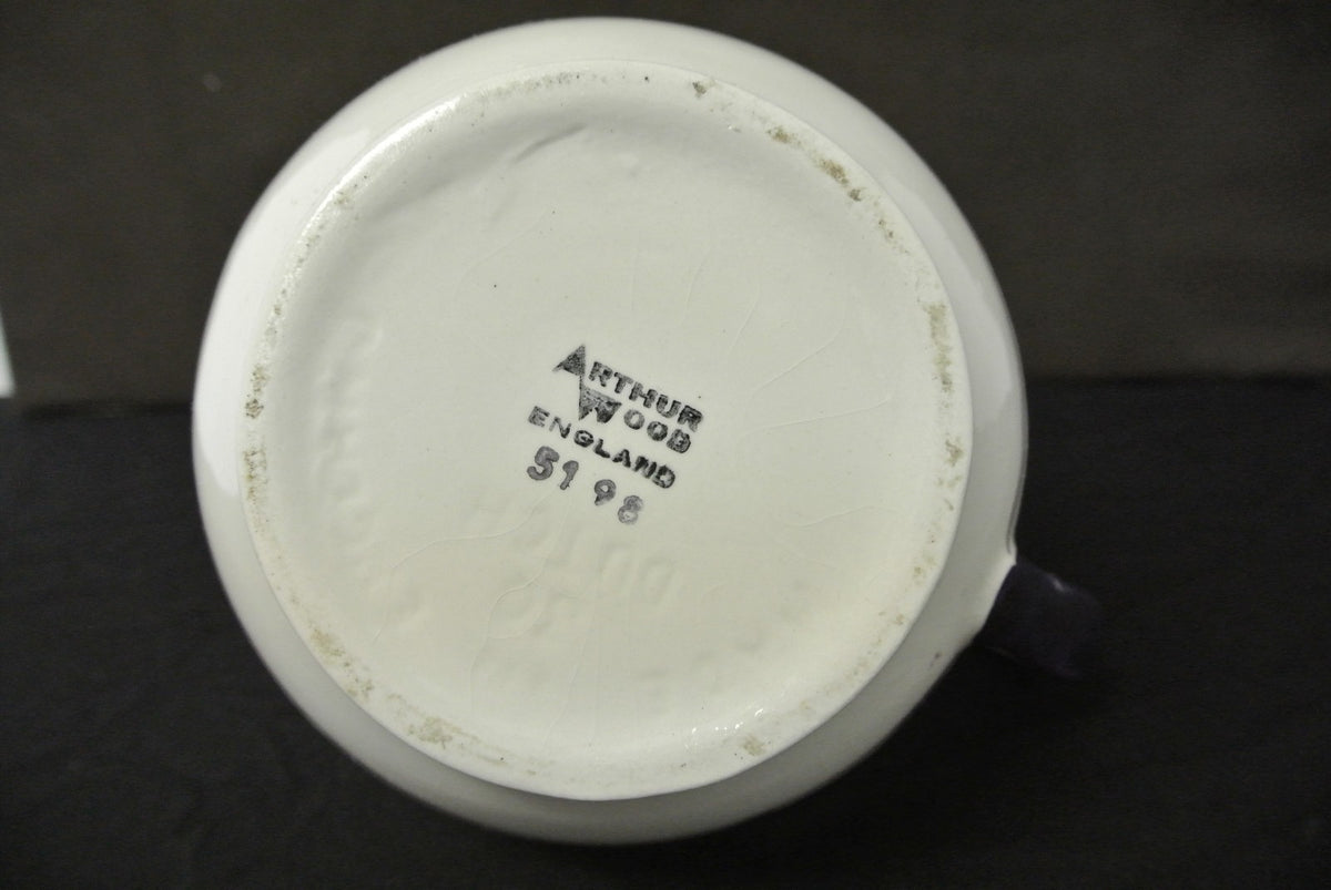 Vintage Pitcher Arthur Wood Pitcher, English Ceramic #5198, Cream Lilac Vines