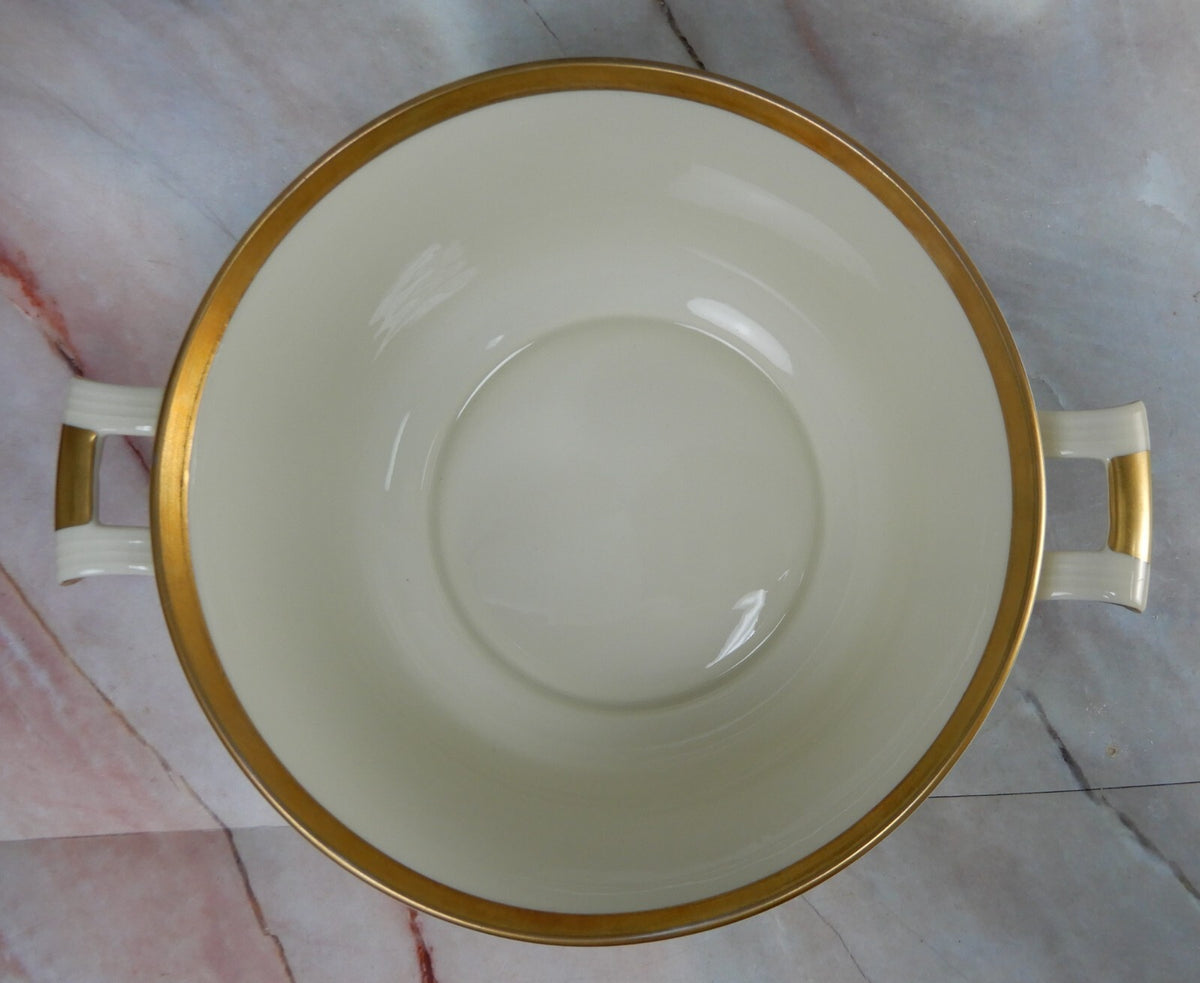 Vintage Eamag Schönwald Bavaria Gold and Cobalt Blue Rim Round Serving Bowl