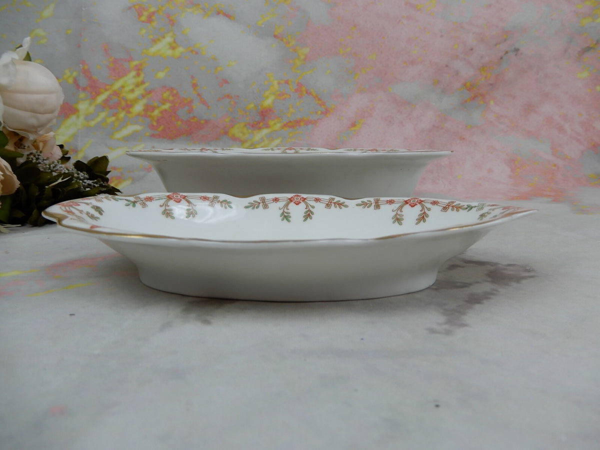 Vintage Haviland Limoges Schleiger 580 Pattern Serving Bowl And Relish Dish